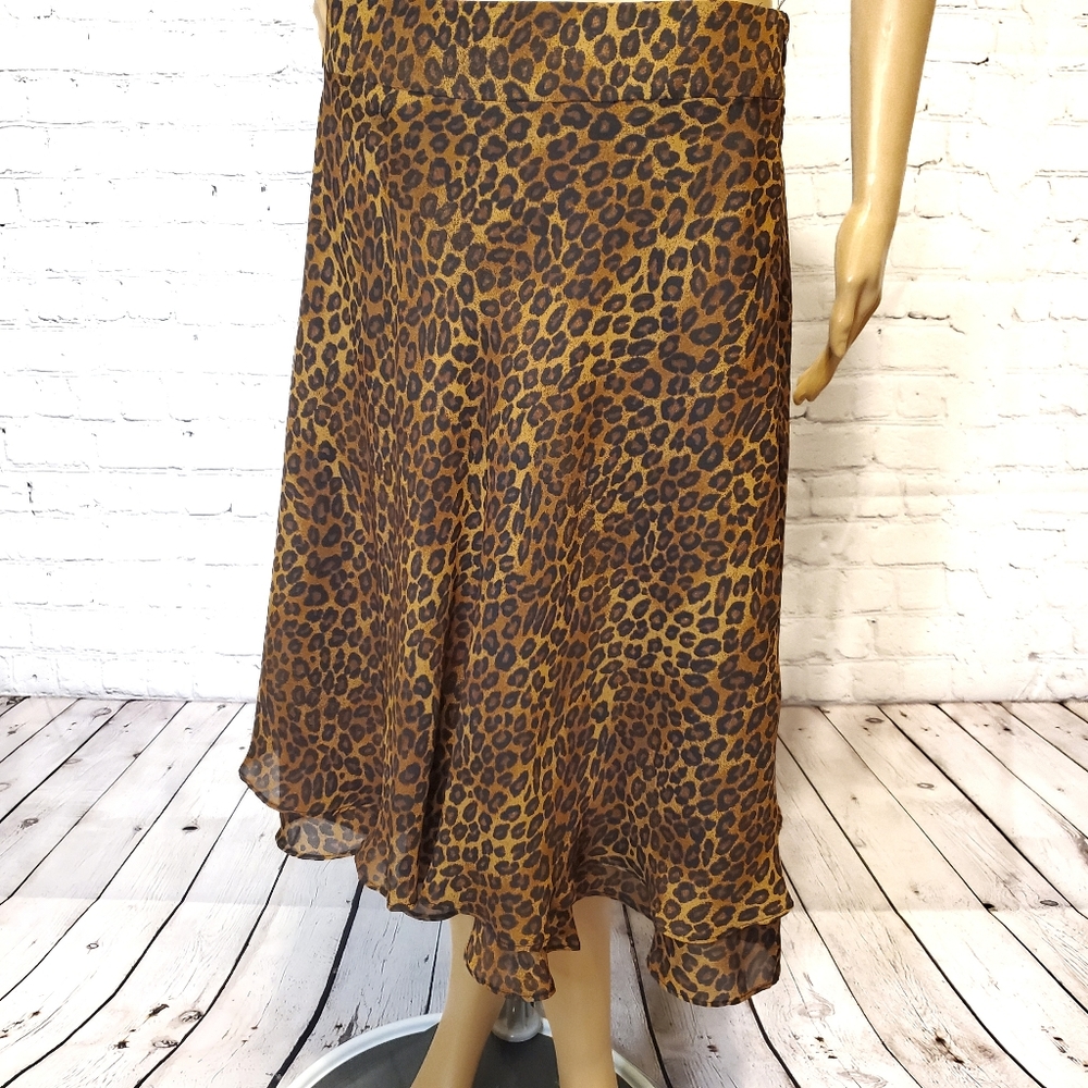 Cheetah print sheer layered skirt by George